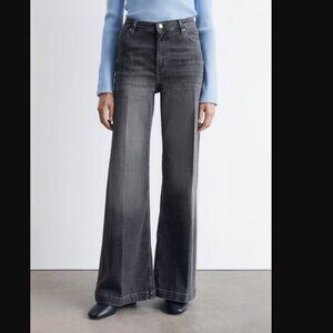 & Other Stories Wide Press-Crease Jeans in Dark Grey | Size 2